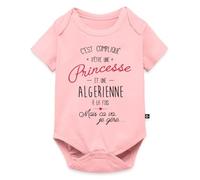Spreadshirt Princesse et Algérienne À La Fois Patrie Body Manches Courtes Bébé Bio, 92 (1,5-2 ans), rose