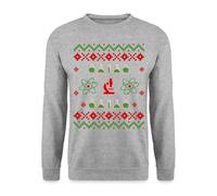 Spreadshirt Pull de Noël Science Humour Chimie Physique Cadeau Geek Scientifique Sweat Unisexe, XXL, Gris chiné