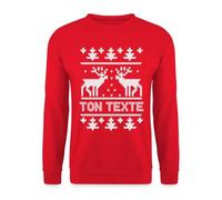 Spreadshirt Pull Moche De Noël Personnalisable avec Nom Ou Texte Ugly Christmas Sweater Sweat Unisexe, M, Rouge