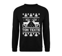 Spreadshirt Pull Moche De Noël Personnalisable avec Nom Ou Texte Ugly Christmas Sweater Sweat Unisexe, L, Noir