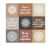 Spreadshirt Quatre Accords Toltèques Poster 40x40 cm, taille unique, blanc