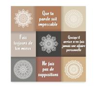 Spreadshirt Quatre Accords Toltèques Poster 60x60 cm, taille unique, blanc