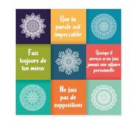 Spreadshirt Quatre Accords Toltèques Spirituel Poster 40x40 cm, taille unique, blanc