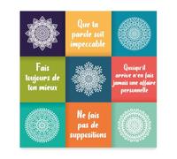 Spreadshirt Quatre Accords Toltèques Spirituel Poster 60x60 cm, taille unique, blanc