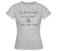 Spreadshirt Que Fait Une Fraise sur Un Cheval T-Shirt Femme, XXL, Gris chiné