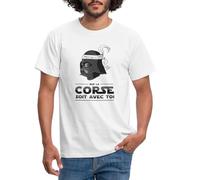 Spreadshirt Que La Corse Soit avec Toi Cadeau Corsica T Shirt Homme, L, Blanc