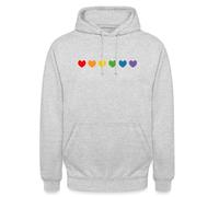 Spreadshirt Queer Rainbow Hearts LGBTQIA+ Cadeau Pride Sweat À Capuche Unisexe, 3XL, Gris Clair chiné