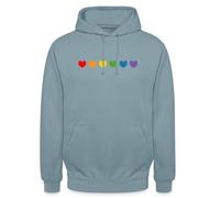 Spreadshirt Queer Rainbow Hearts LGBTQIA+ Cadeau Pride Sweat À Capuche Unisexe, XL, Bleu fumée