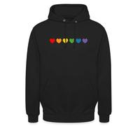 Spreadshirt Queer Rainbow Hearts LGBTQIA+ Cadeau Pride Sweat À Capuche Unisexe, XL, Noir