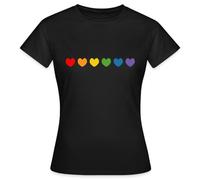 Spreadshirt Queer Rainbow Hearts LGBTQIA+ Cadeau Pride T Shirt Femme, XL, Noir