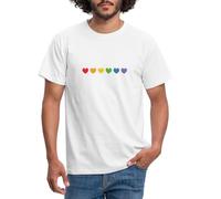 Spreadshirt Queer Rainbow Hearts LGBTQIA+ Cadeau Pride T Shirt Homme, XL, Blanc