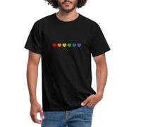 Spreadshirt Queer Rainbow Hearts LGBTQIA+ Cadeau Pride T Shirt Homme, XL, Noir