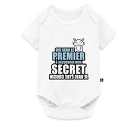 Spreadshirt Qui Sera Le Premier À Découvrir Mon Secret Je Vais Être Cousin Citation Humoristique Body Manches Courtes Bébé Bio, 86 (12-18 mois), blanc