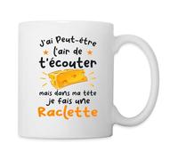 Spreadshirt Raclette Dans Ma Tête Humour Raclette Mug Blanc, taille unique, blanc