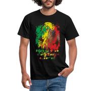 Spreadshirt Reggae Lion De Juda Rasta for Life T-Shirt Homme, M, Noir