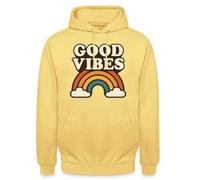 Spreadshirt Rétro Arc-en-Ciel Énergie Positive Vibrations Good Vibes Sweat À Capuche Unisexe, XXL, Jaune Citron
