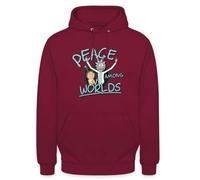 Spreadshirt Rick & Morty Peace Among Worlds Sweat À Capuche Unisexe, L, Bordeaux