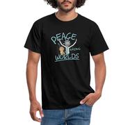 Spreadshirt Rick & Morty Peace Among Worlds T Shirt Homme, L, Noir