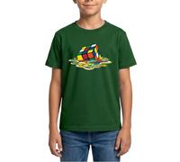Spreadshirt Rubik's Cube en Train De Fondre Jouet Culte T Shirt Ado, 152/164 (12-14 Ans), Vert forêt