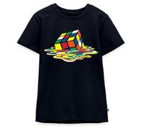 Spreadshirt Rubik's Cube en Train De Fondre Jouet Culte T-Shirt Premium Ado, 158/164 (12 Ans), Bleu Marine