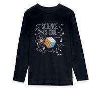 Spreadshirt Rubik's Cube Science Cool T-Shirt Manches Longues Ado Premium, 158/164 (12 Ans), Bleu Marine