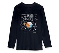 Spreadshirt Rubik's Cube Science Cool T-Shirt Manches Longues Premium Ado, 158/164 (12 Ans), Bleu Marine