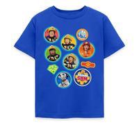 Spreadshirt Sam Le Pompier™ Design De L'Écusson des Pompiers T-Shirt Enfant, 110/116 (5-6 Ans), Bleu Royal