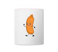 Spreadshirt Saucisses Saucisse Hot Dog Dessin Cartoon Drôle Mug Bicolore, taille unique, blanc/rose