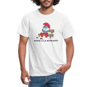 Spreadshirt Schtroumpfs Design Enfin À La Retraite T-Shirt Homme, L, Blanc