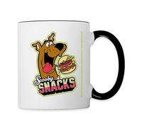 Spreadshirt Scooby-Doo Avec Burger Et Slogan Scooby Snacks Mug Bicolore, taille unique, blanc/noir