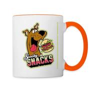 Spreadshirt Scooby-Doo Avec Burger Et Slogan Scooby Snacks Mug Bicolore, taille unique, blanc/orange