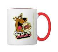 Spreadshirt Scooby-Doo Avec Burger Et Slogan Scooby Snacks Mug Bicolore, taille unique, blanc/rouge