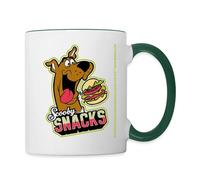 Spreadshirt Scooby-Doo Avec Burger Et Slogan Scooby Snacks Mug Bicolore, taille unique, blanc/vert foncé