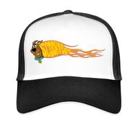 Spreadshirt Scooby-Doo avec Flamme Et Texte Casquette Trucker, Taille Unique, Blanc/Noir