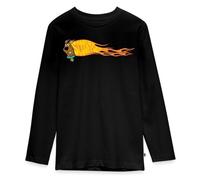 Spreadshirt Scooby-Doo avec Flamme Et Texte T-Shirt Manches Longues Ado Premium, 146/152 (10 Ans), Noir