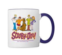 Spreadshirt Scooby-Doo Avec Shaggy Et Bande Mug Bicolore, taille unique, blanc/bleu cobalt