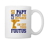 Spreadshirt Si Papy Ne Peut Pas Le Réparer Meilleur Grand-Père Mug Blanc, taille unique, blanc