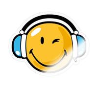 Spreadshirt Smiley Casque Sourire Autocollant Sticker, 10 x 10 cm, brillant transparent