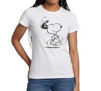 Spreadshirt Snoopy en Hâte Peanuts Illustration T-Shirt Femme, L, Blanc