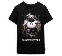 Spreadshirt SOS Fantômes Ghostbusters Bibendum Chamallow T Shirt Ado Premium, 158/164 (12 Ans), Noir