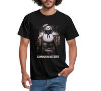 Spreadshirt SOS Fantômes Ghostbusters Bibendum Chamallow T-Shirt Homme, 3XL, Noir