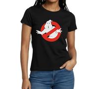Spreadshirt SOS Fantômes Ghostbusters Logo T Shirt Femme, L, Noir