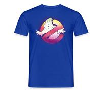 Spreadshirt SOS Fantômes Ghostbusters Rétro Néon Logo T Shirt Homme, S, Bleu foncé