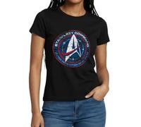 Spreadshirt Star Trek Discovery Emblème Starfleet Command T Shirt Femme, S, Noir