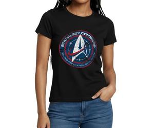 Spreadshirt Star Trek Discovery Emblème Starfleet Command T Shirt Femme, S, Noir