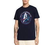 Spreadshirt Star Trek Discovery Emblème Starfleet Command T Shirt Homme Premium, XL, Bleu Marine