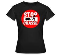 Spreadshirt Stop Chasse Anti-Chasseurs Cadeau T Shirt Femme, L, Noir