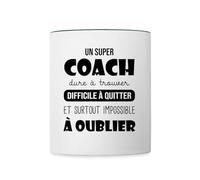 Spreadshirt Super Coach Difficile À Quitter Cadeau Coach Entraîneur Mug Bicolore, taille unique, blanc/vert foncé