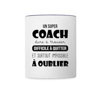 Spreadshirt Super Coach Difficile À Quitter Cadeau Coach Entraîneur Mug Bicolore, taille unique, blanc/bleu cobalt
