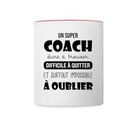 Spreadshirt Super Coach Difficile À Quitter Cadeau Coach Entraîneur Mug Bicolore, taille unique, blanc/rouge